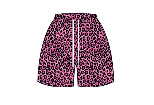 leopard mesh shorts