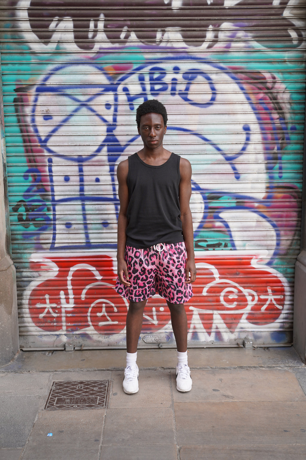 leopard mesh shorts